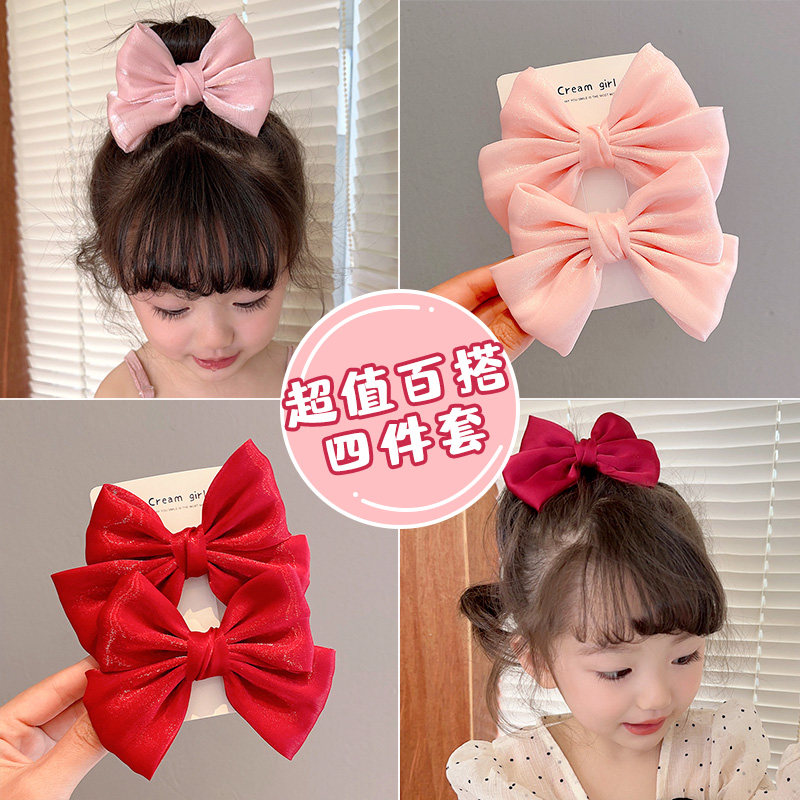 粉色蝴蝶结发夹女儿童高级感2026新款女孩不伤发宝宝发卡女童发饰