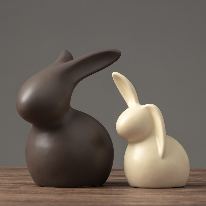 创意陶瓷小兔子摆件可爱卡通客厅房间卧室装饰摆设送礼家居工艺品