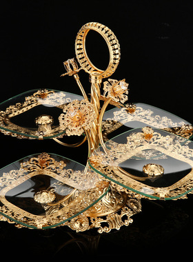 欧式水果盘家用客厅茶几创意果盘多层轻奢精致结婚零食盘高端摆件