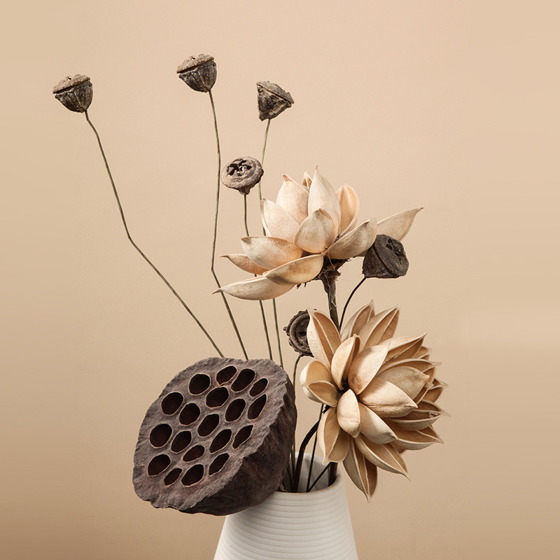 干花花束禅意小莲蓬古风荷花新中式干花摆件ins风高档客厅摆放花