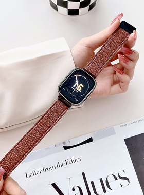 适用红米watch3表带红米3青春版智能watch2真皮金属磁吸折叠扣redmiwatch腕带荔枝纹皮质男女时尚轻奢表链