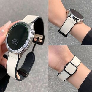 gt2疯马纹真皮磁吸腕带42mm荣耀magic表带22mm 3高级gt3 适用华为gt5表带新款 磁吸方扣硅胶贴皮gt4表带watch4