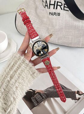 适用华为gt5表带小蛮腰山茶花腕带gt4/gt3华为watch4/3pro小香风毛呢皮带42mm荣耀magic2秋冬女18mm表带20mm