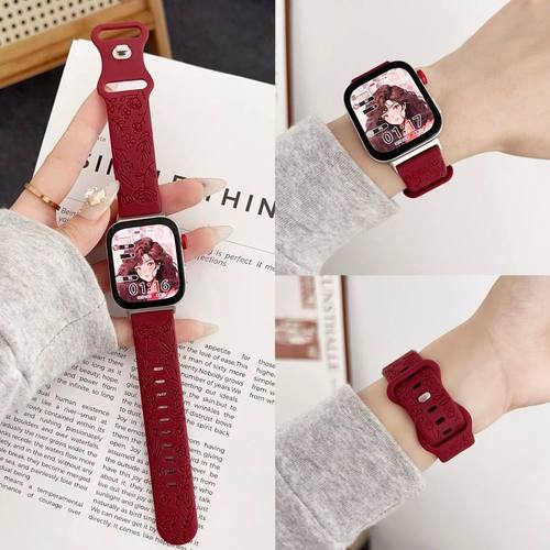 sanD-P华为Fit3玫瑰花纹硅胶表带