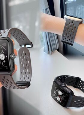 适用OPPOwatch4表带硅胶磁吸折叠扣表带watch3/3pro表带新款洞洞硅胶磁吸表带OPPO2/1代透气替换46mm腕带SE代