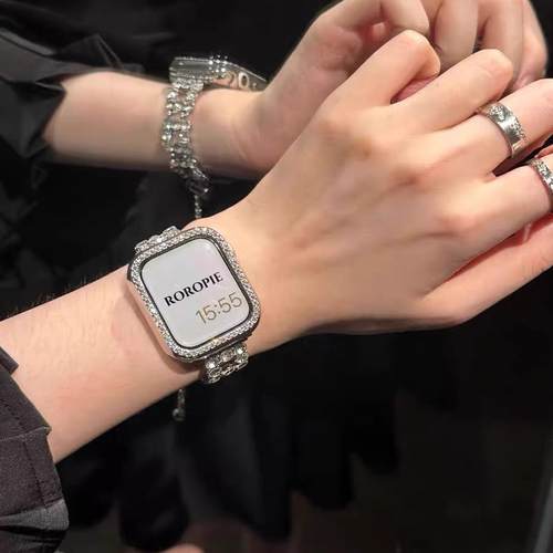 sanD-P华为fit3锆石闪钻金属表链