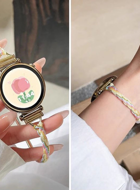 适用华为gt4表带新款小香风串珠编织表带华为watch4/3pro表带gt3/gt2国风编织腕带maig2珍珠42mm表带18mm女款