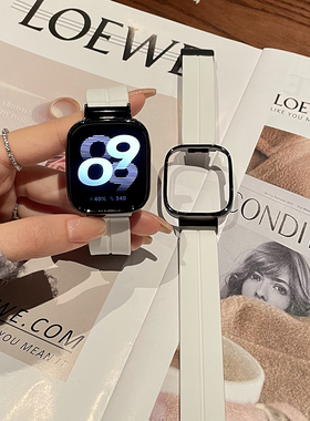 适用红米watch6表带硅胶磁吸折叠扣红米watch5Active表带红米watch4/3/2/1代3Acitve液态硅胶腕带米9Pro表带