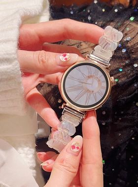 适用华为gt4表带新款透明树脂三株表带华为gt3/gt2小众彩虹树脂watch4pro/3pro椭圆树脂magic2代42mm硅胶表带