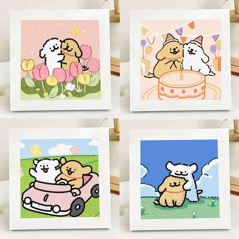 ins线条小狗钻石画diy手工手工创意粘贴类