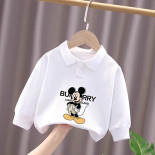 新款 T恤2025春秋季 中小儿童宝宝洋气百搭上衣 长袖 纯棉男童POLO衫