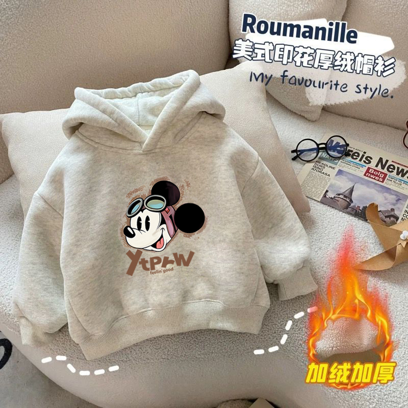 100%纯棉男童加绒加厚连帽卫衣秋冬新款中小儿童宝宝休闲百搭上衣