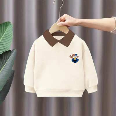 纯棉男童洋气长袖POLO领卫衣春秋季小孩儿童宝宝百搭宽松上衣外套