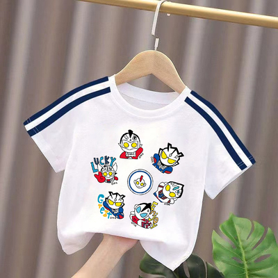 100%纯棉男童圆领短袖T恤2025夏季新款儿童宝宝卡通百搭半袖上衣