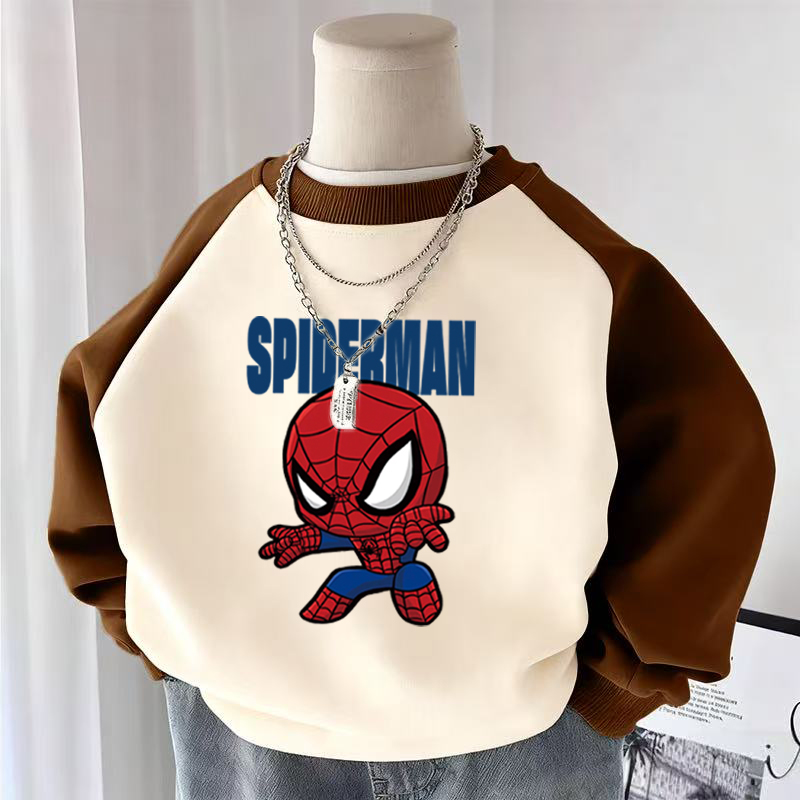 纯棉男童装拼色长袖卫衣2025春秋季新款儿童宝宝卡通动漫休闲上衣