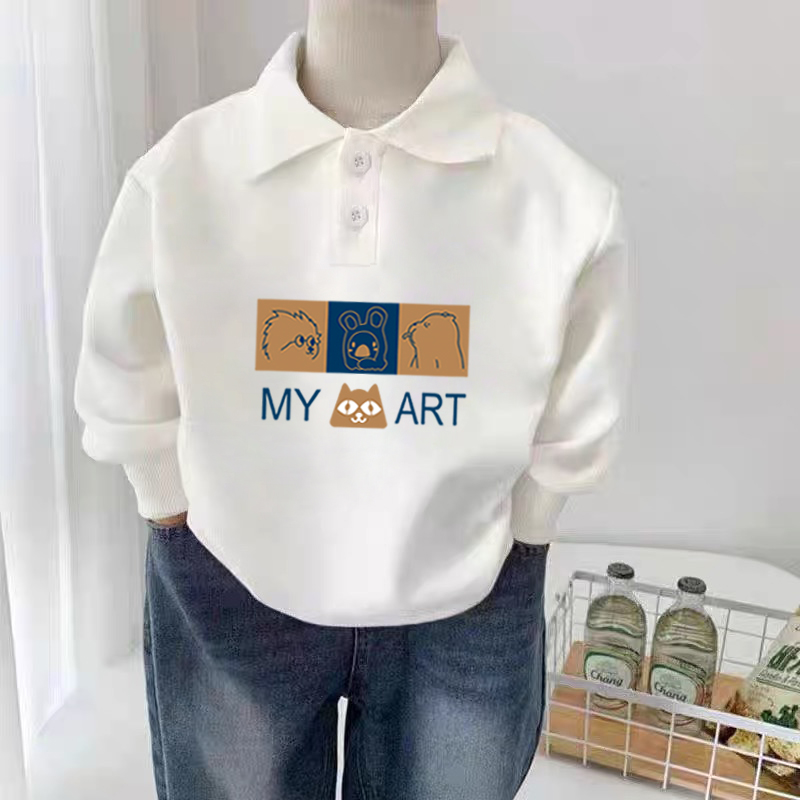 100%纯棉男童POLO长袖t恤2025春秋新款中小儿童宝宝卡通百搭上衣