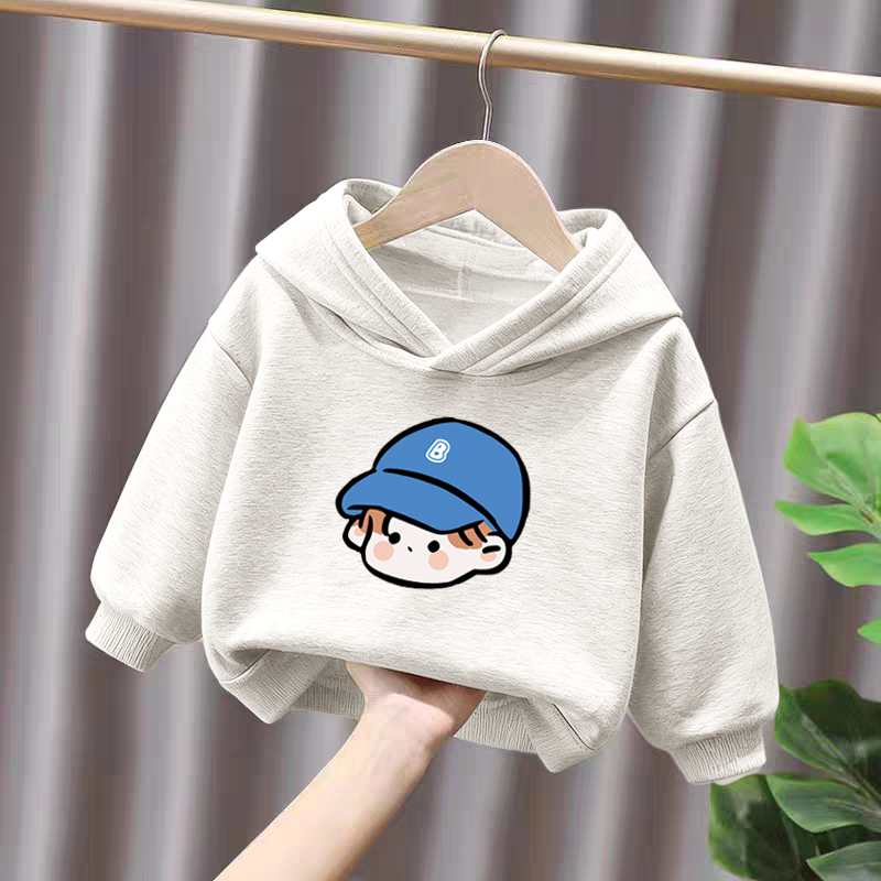 100%纯棉男童加绒加厚连帽卫衣秋冬新款中小儿童宝宝帅气印花上衣