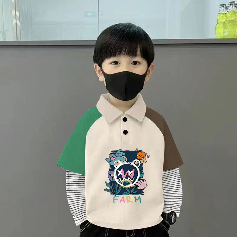 100%纯棉男童polo翻领长袖t恤春秋新款小孩儿童宝宝时尚帅气上衣