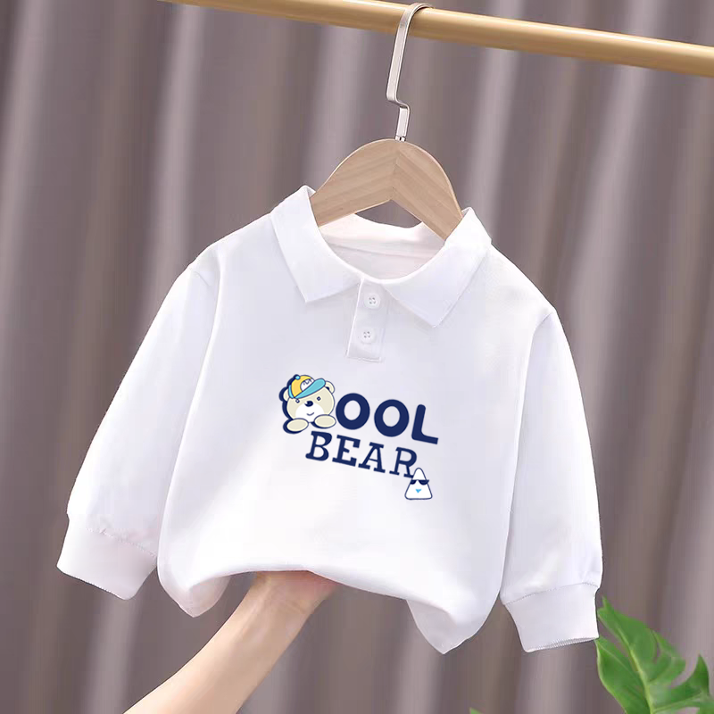 100%纯棉男童POLO衫长袖T恤春秋季新款儿童宝宝卡通动漫印花上衣
