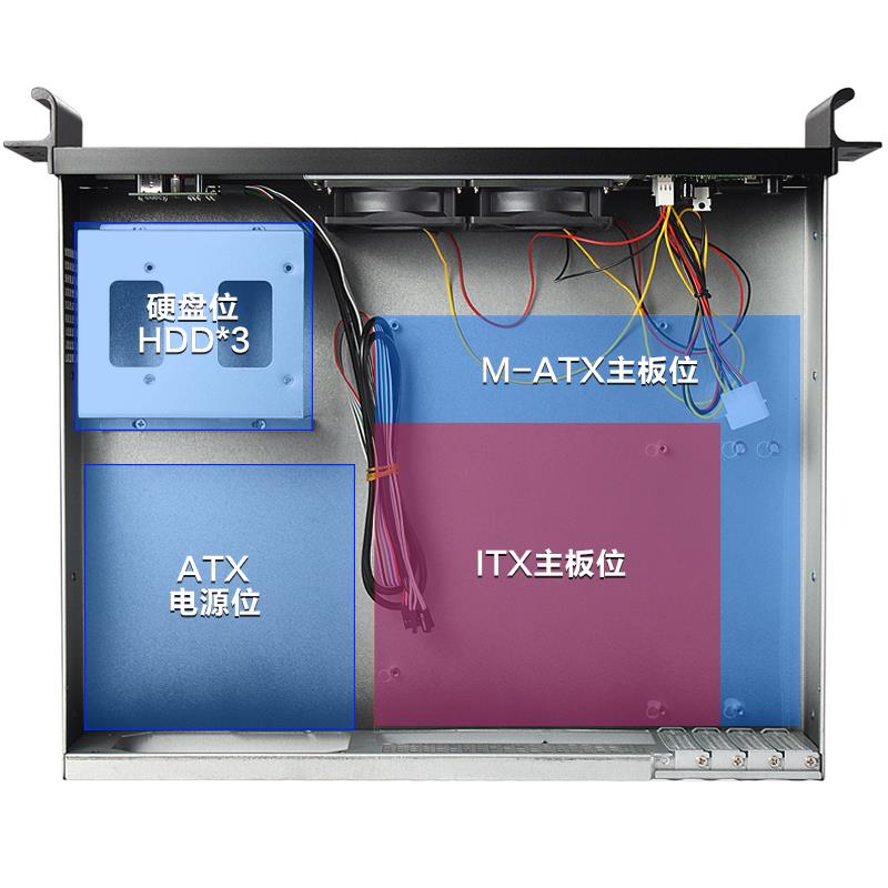 2u机架式350深工控机箱带温控屏matx监控录播会议工业设备服务器
