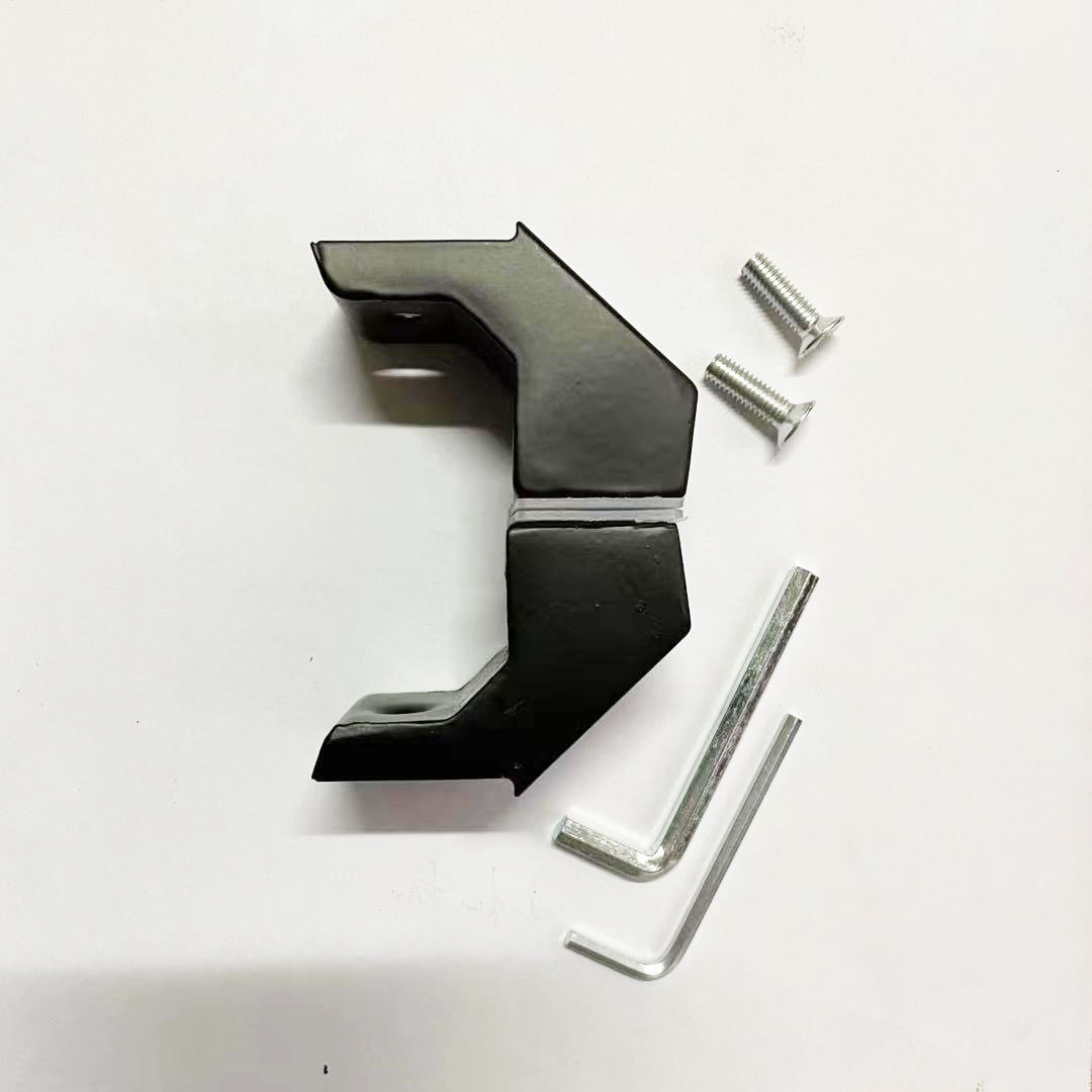 大门把手配件玻璃门拉手脚黑色圆管连接固定脚哑光黑方管马蹄脚座