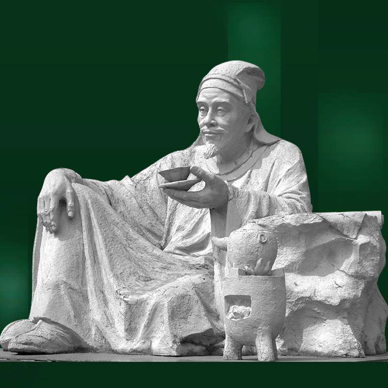 石雕茶圣陆羽雕像古代人物文化雕塑户外公园园林景观大型落地摆件