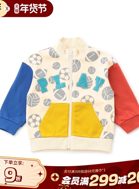 BREEZEsquare专柜同款儿童拼色棒球服立体刺绣运动夹克B404025