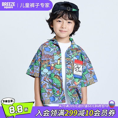 BREEZEsquare涂鸦复古风半袖衬衫