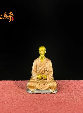 「系绮」弘一法师纯手工实心铜彩绘铜像摆件办公桌摆件桌面摆件