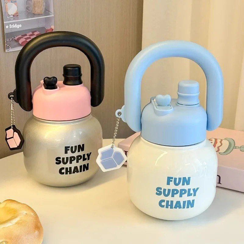 网红不锈钢保温杯茶水分离双饮吸管水杯大肚杯子大容量手提拎拎壶