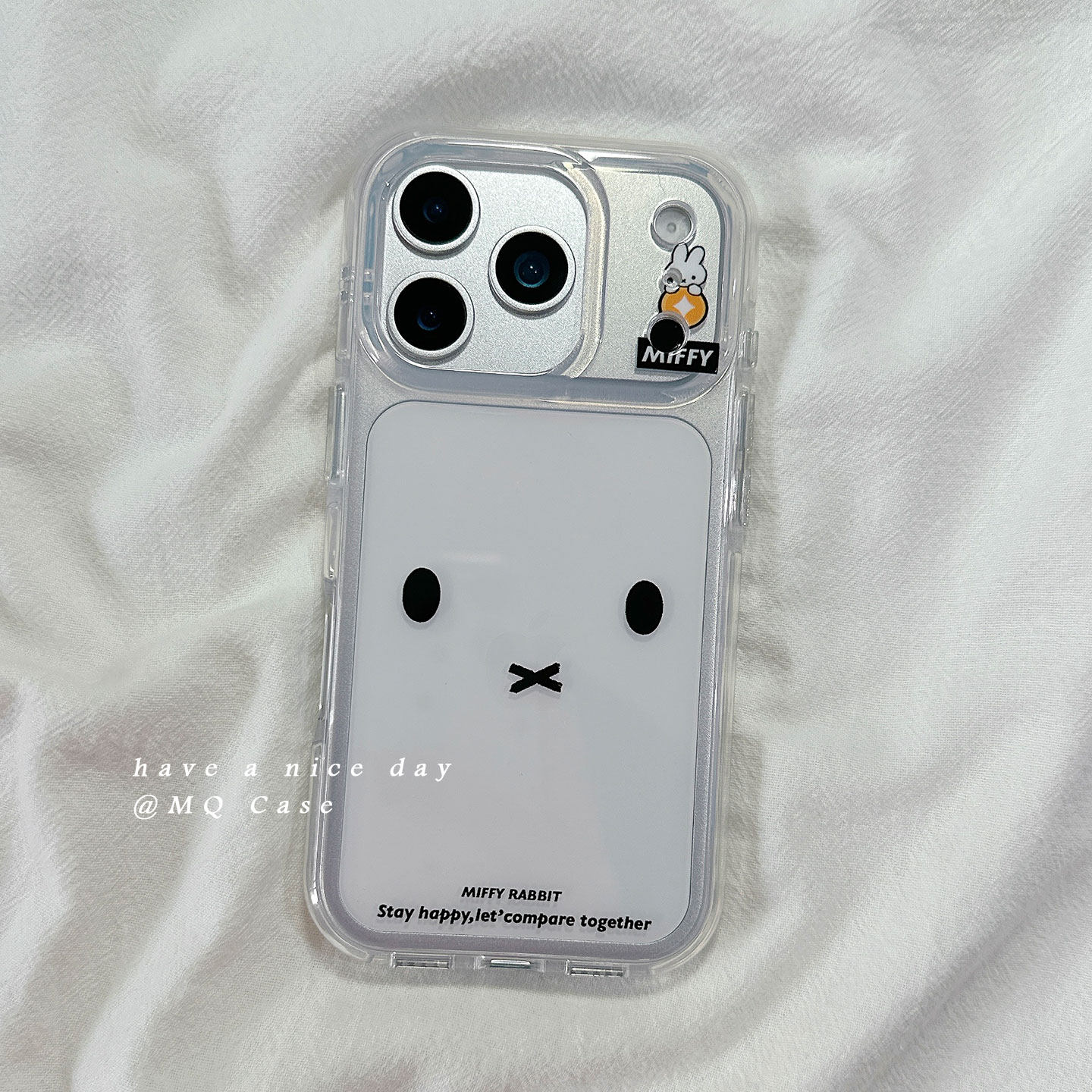 简约透明可爱米菲小兔适用苹果16手机壳iPhone15Promax新款13/14高级感17保护套硅胶防摔全包创意软壳超薄女p