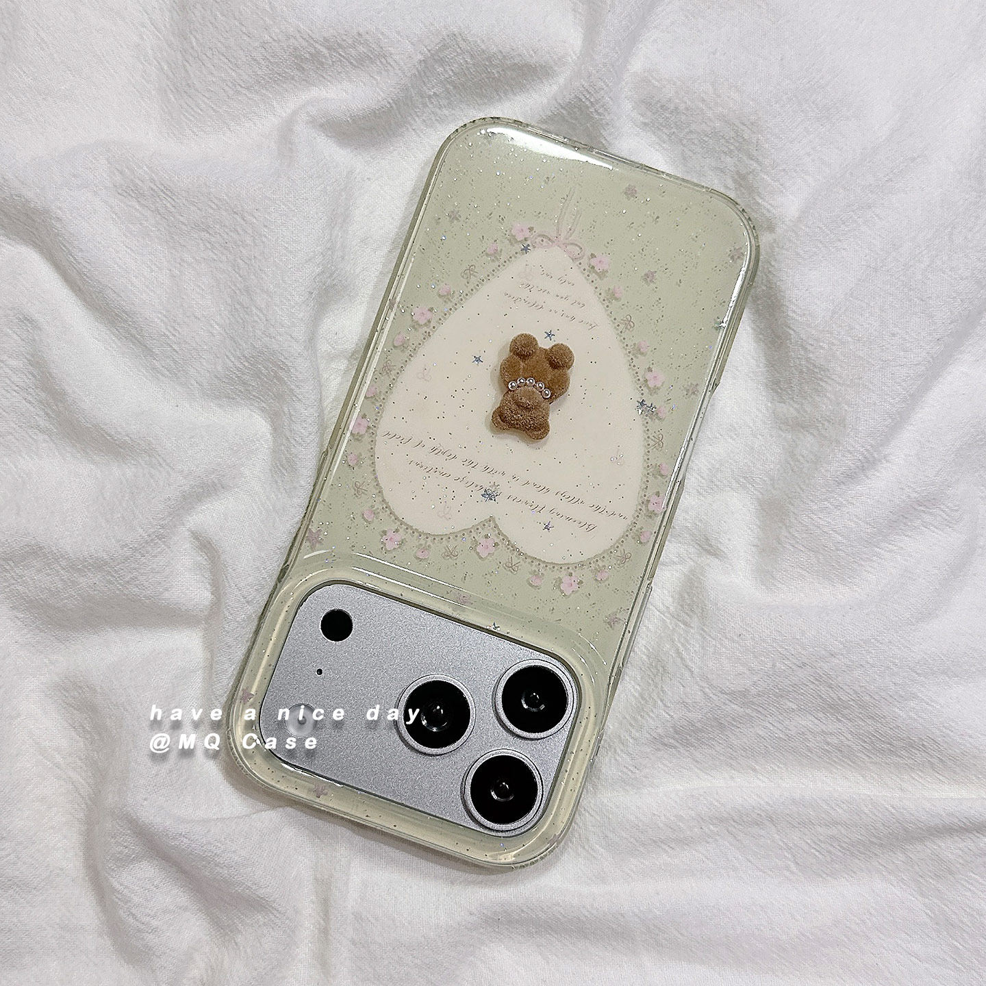 ins少女心碎花立体小熊适用苹果17手机壳iPhone17Promax新款16高级感15保护套13硅胶14防摔全包独特女款软壳p