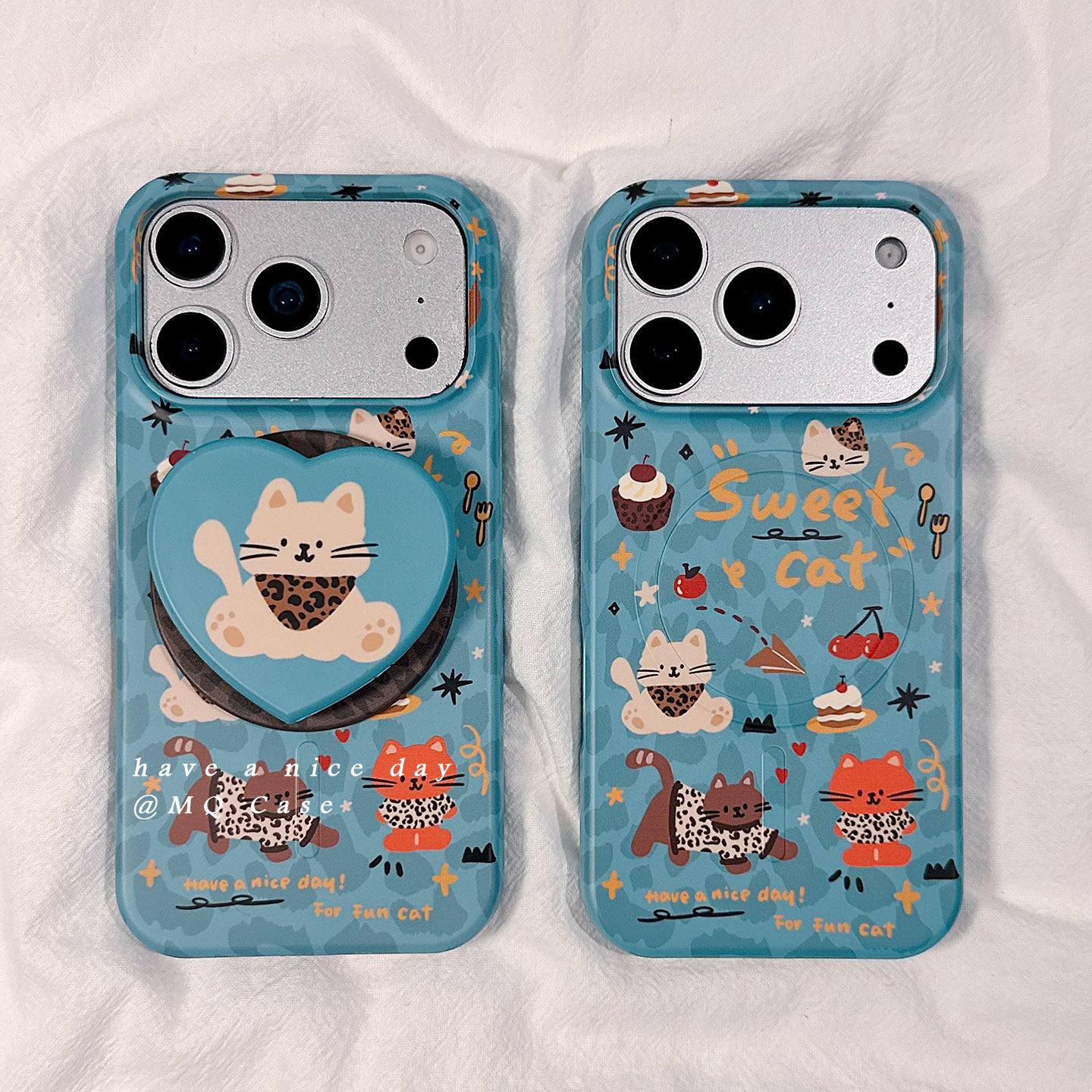 趣味可爱小猫咪卡通适用苹果17手机壳iPhone17Promax新款16高级感15Pro磁吸保护套菲林防摔半包创意带支架女p