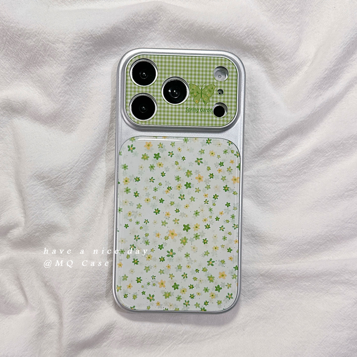 春夏ins绿色小碎花适用苹果17手机壳iPhone17Promax新款16高级感15保护套硅胶14防摔全包镜头女款小清新软壳p