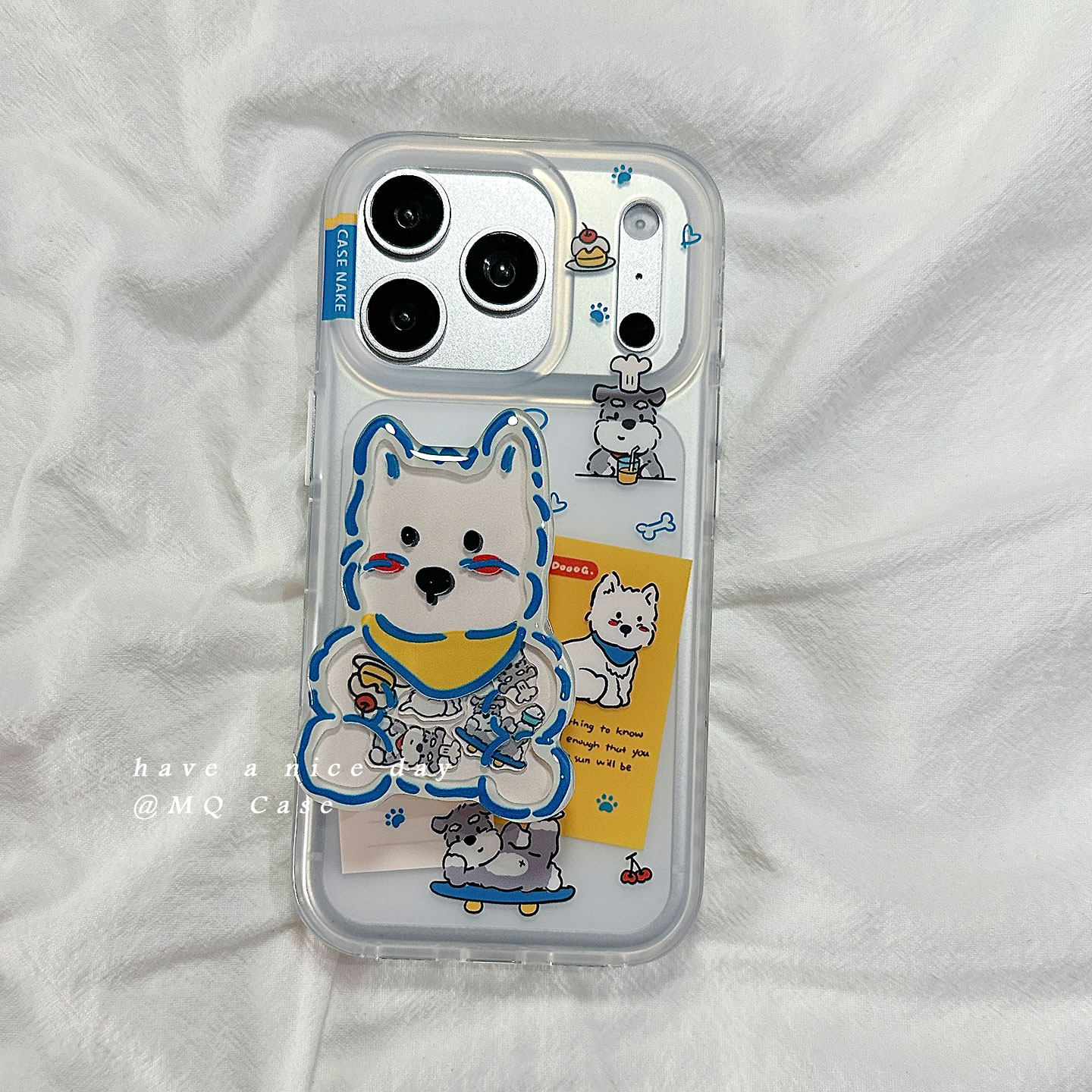 ins可爱小狗卡通适用苹果17手机壳iPhone17Promax新款16高级感15保护套硅胶防摔全包磨砂带支架软壳女男日韩p