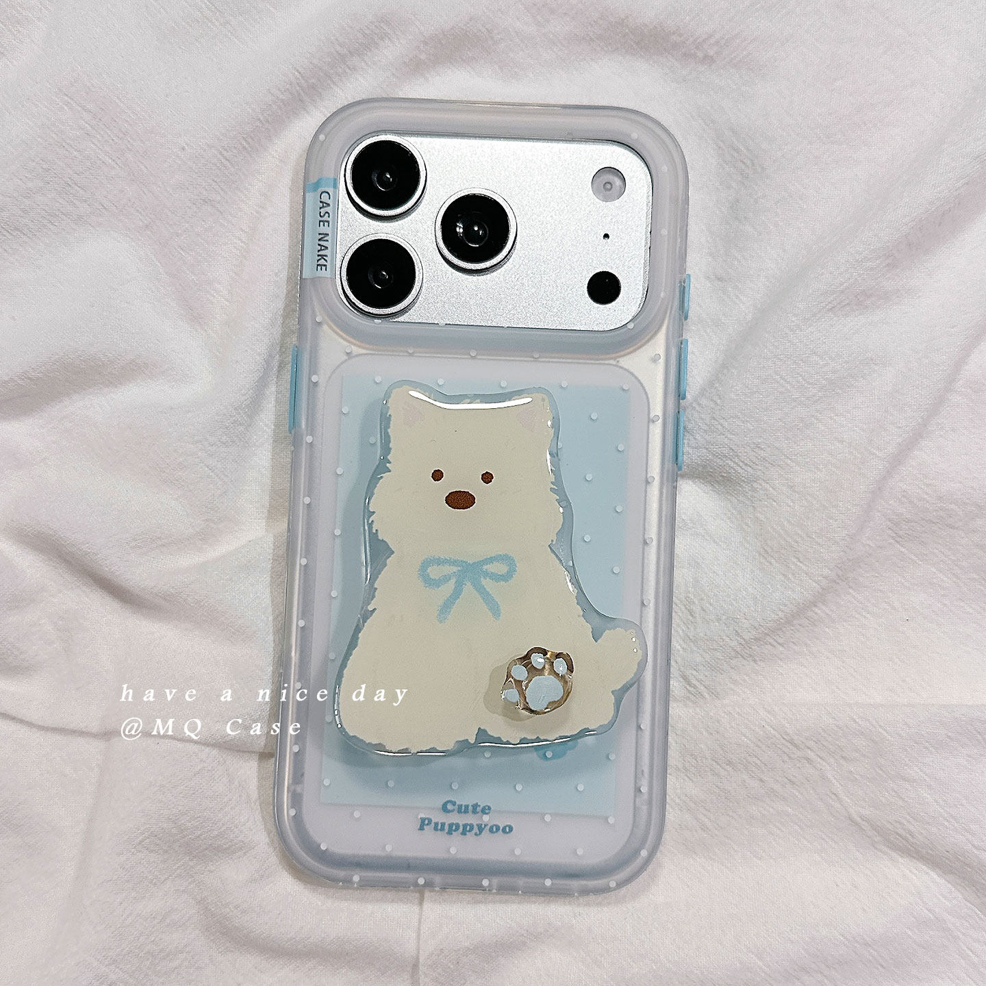 可爱波点西高地小狗适用苹果17手机壳iPhone17Promax新款16高级感15保护套硅胶防摔全包带旋转支架女款软磨砂