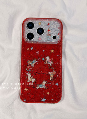 新年银箔红色小马适用苹果17手机壳iPhone17Promax新款16高级感15保护套13硅胶14防摔全包马年中国风女款软壳