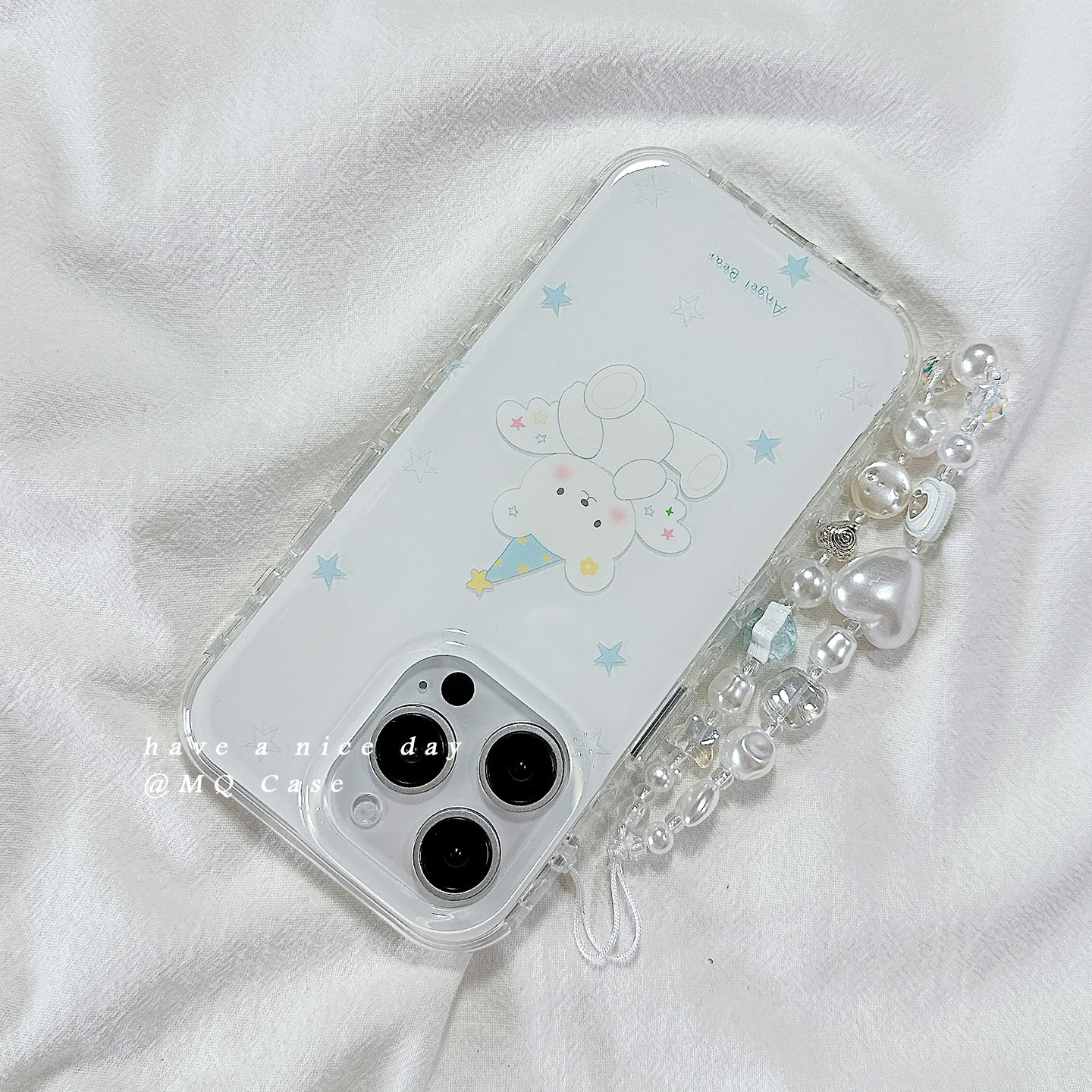 ins可爱小熊卡通适用苹果16Promax手机壳iPhone15新款13高级感14保护套防摔硅胶16Pro全包带链条挂绳女款软壳
