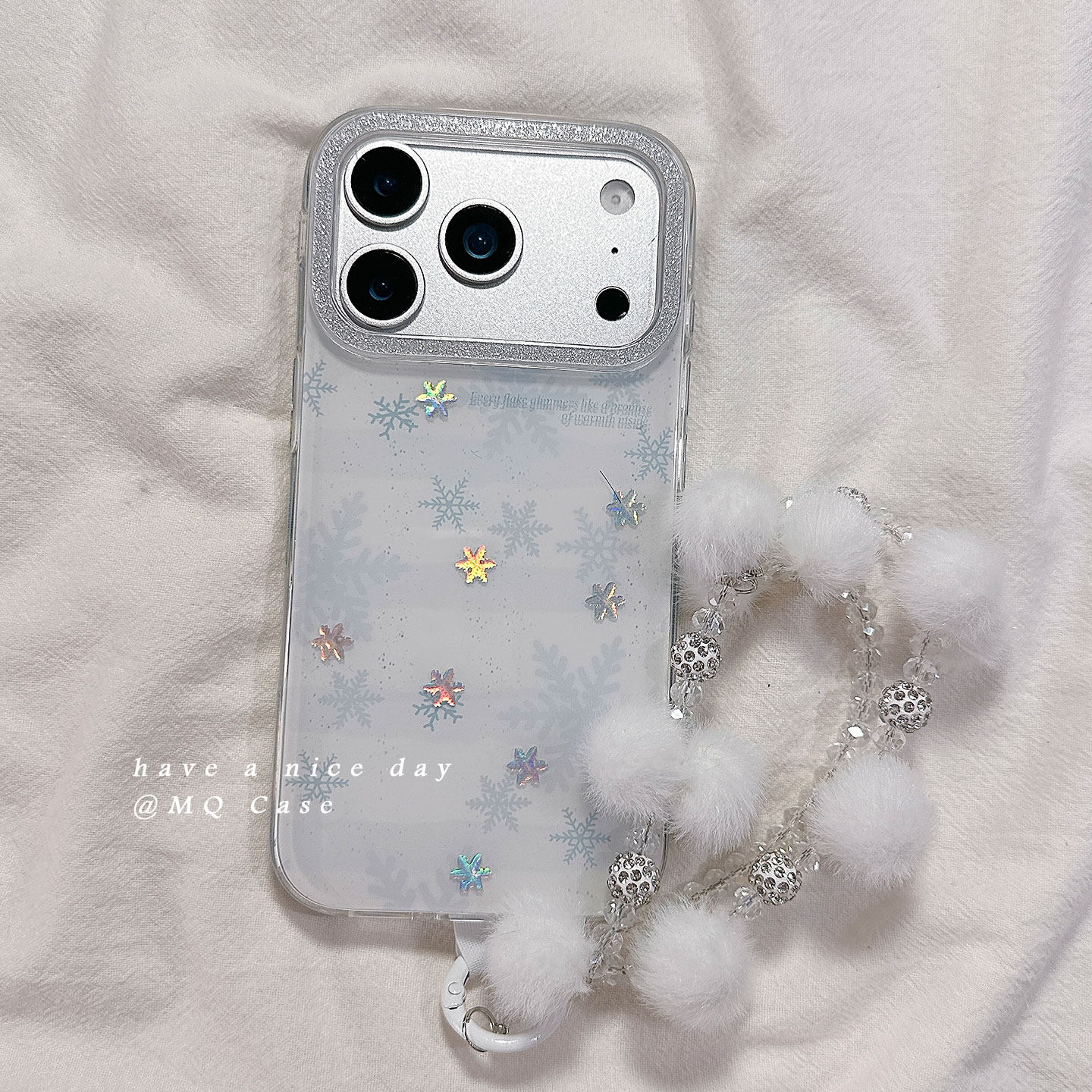 冬天雪花适用苹果17手机壳iPhone17Promax新款16高级感15保护套13硅胶14防摔全包创意毛绒手腕带女款软壳独特,3C数码配件,手机保护套/壳,淘宝优惠券,粉丝福利购,淘宝优惠卷