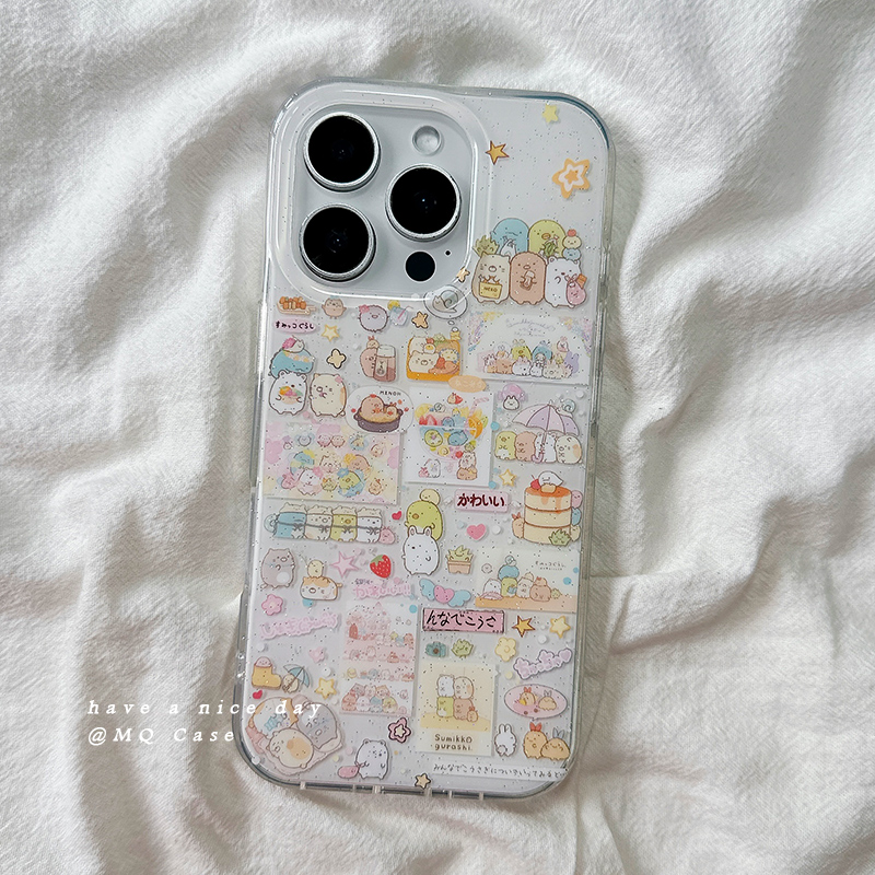 ins日韩可爱卡通适用苹果16Promax手机壳iPhone13新款15高级感14保护套防摔硅胶16Pro全包创意网红双层女款软