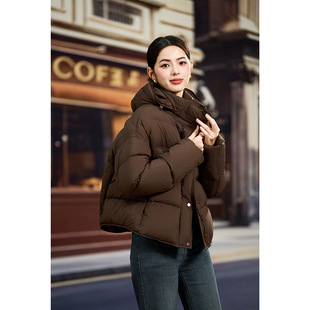 新款羽绒服女轻奢90白鸭绒小个子连帽短款时尚宽松高充绒量面包服