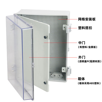 室外防水基业箱ABS塑料接线盒IP66搭扣明装电气PLC按钮控制配电箱