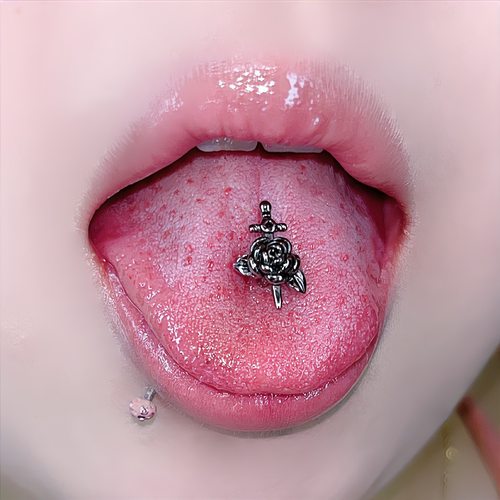 墨刺研究室 玫瑰花剑 舌钉辣妹欧美舌头钉钛钢欧美哥特式穿刺饰品