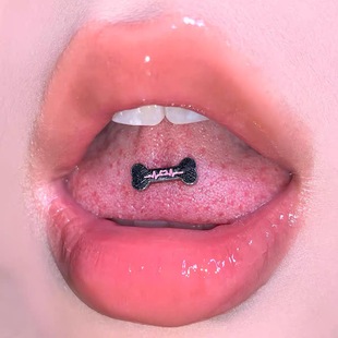 墨刺研究室 骨头舌钉心电图舌头钉外螺纹朋克小众辣妹ins穿刺饰品