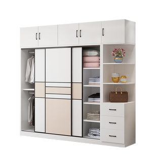 衣柜家用卧室实木推拉门出租房用新款衣橱爆款简易儿童可定制柜子