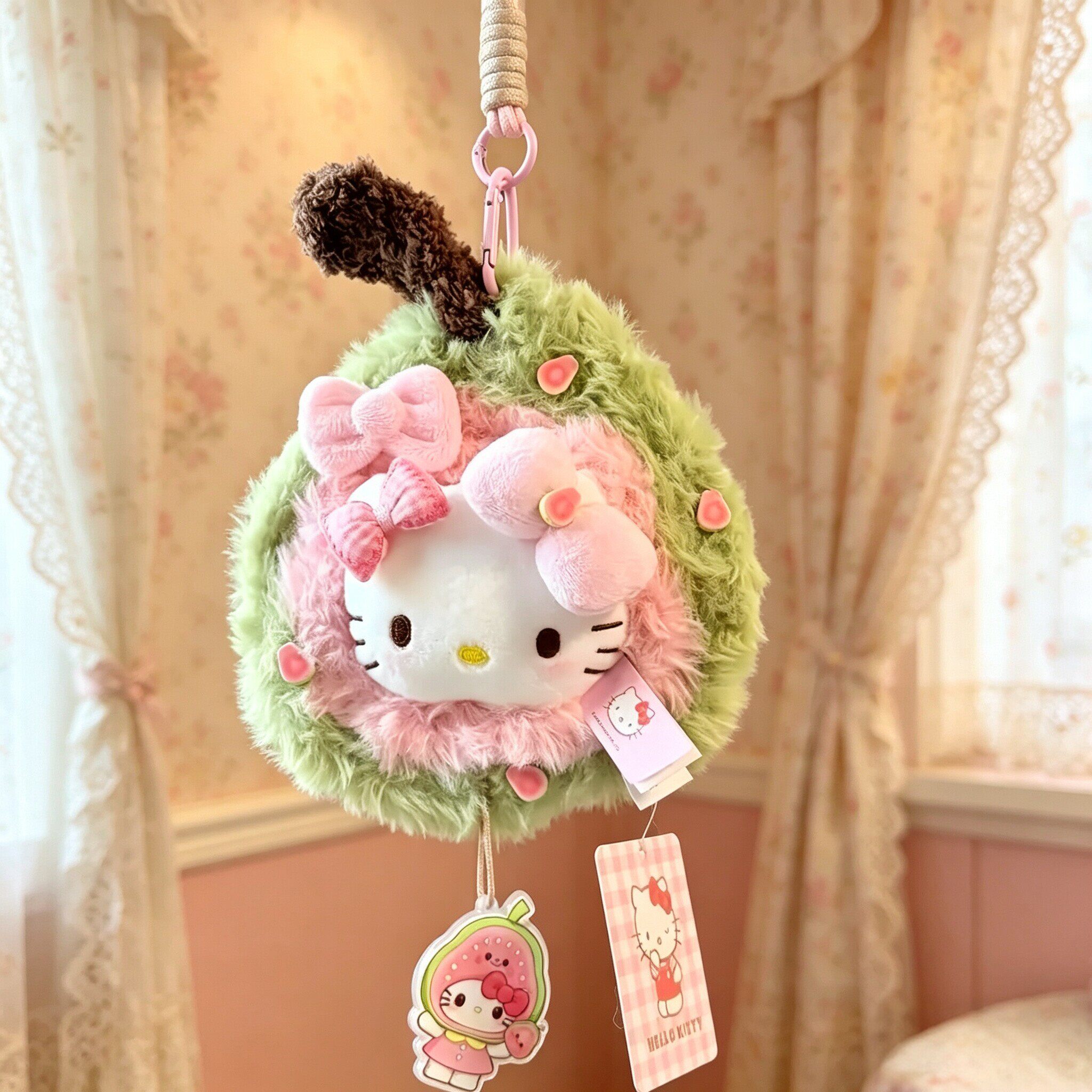 Kitty桃花奶芙蝴蝶结钥匙扣