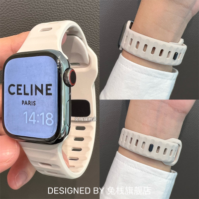 适用苹果iwatch手表s11表带硅胶s9高级感s8小众s2男女士ultra3运动s7创意6原装5智能iphoneapplewatch9新款