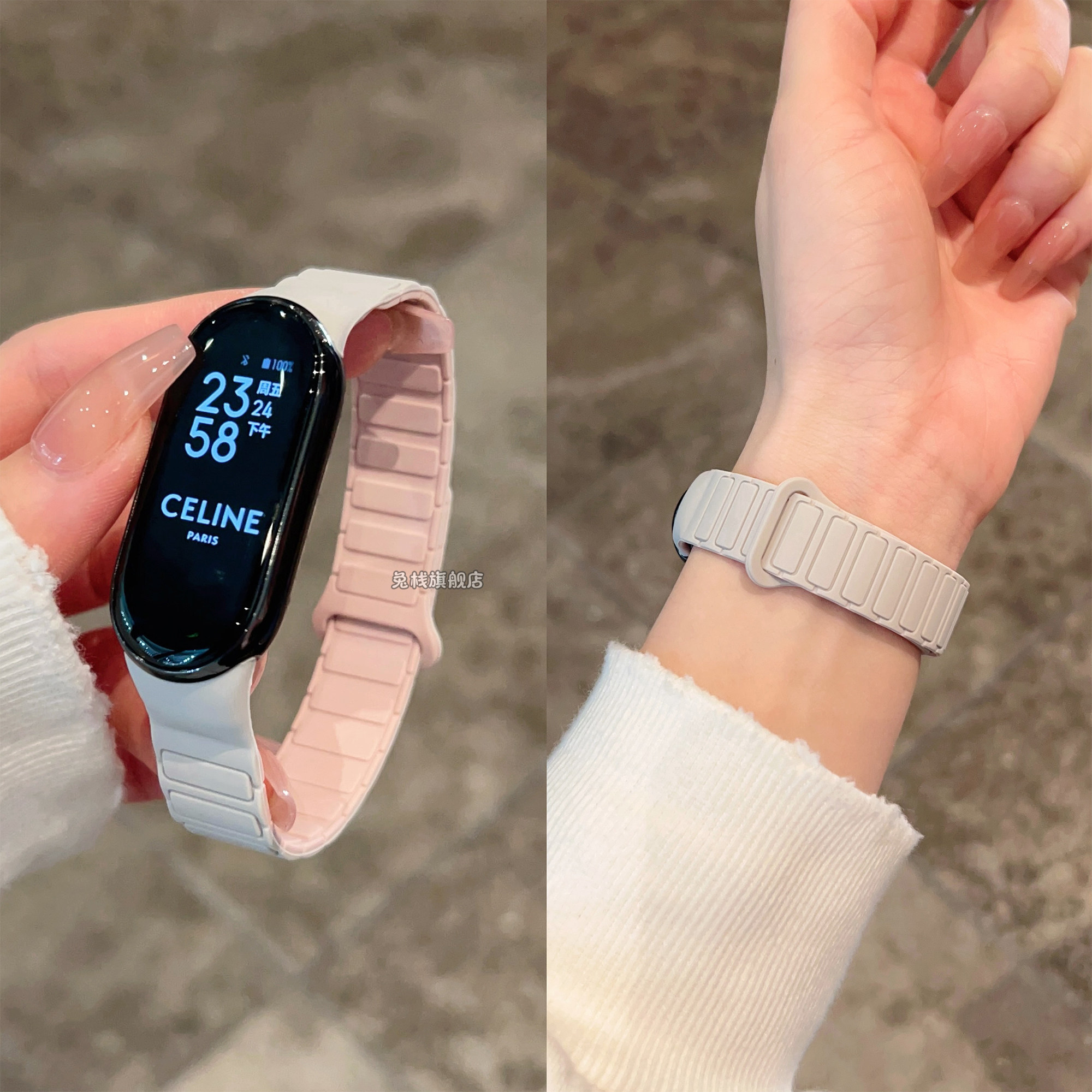 适用小米手环10表带张婧仪同款硅胶磁吸高级感小众女款韩系9/8系列专用陶瓷版原装