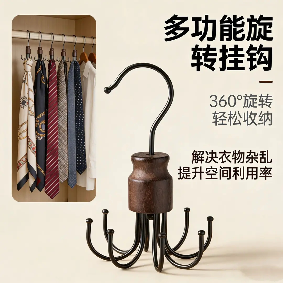 榉木八爪鱼多功能挂衣架