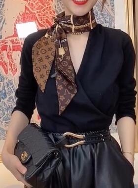 lv5&vv20老花丝巾水桶包装饰绑发飘带绑包长腰带领巾围巾手柄保护